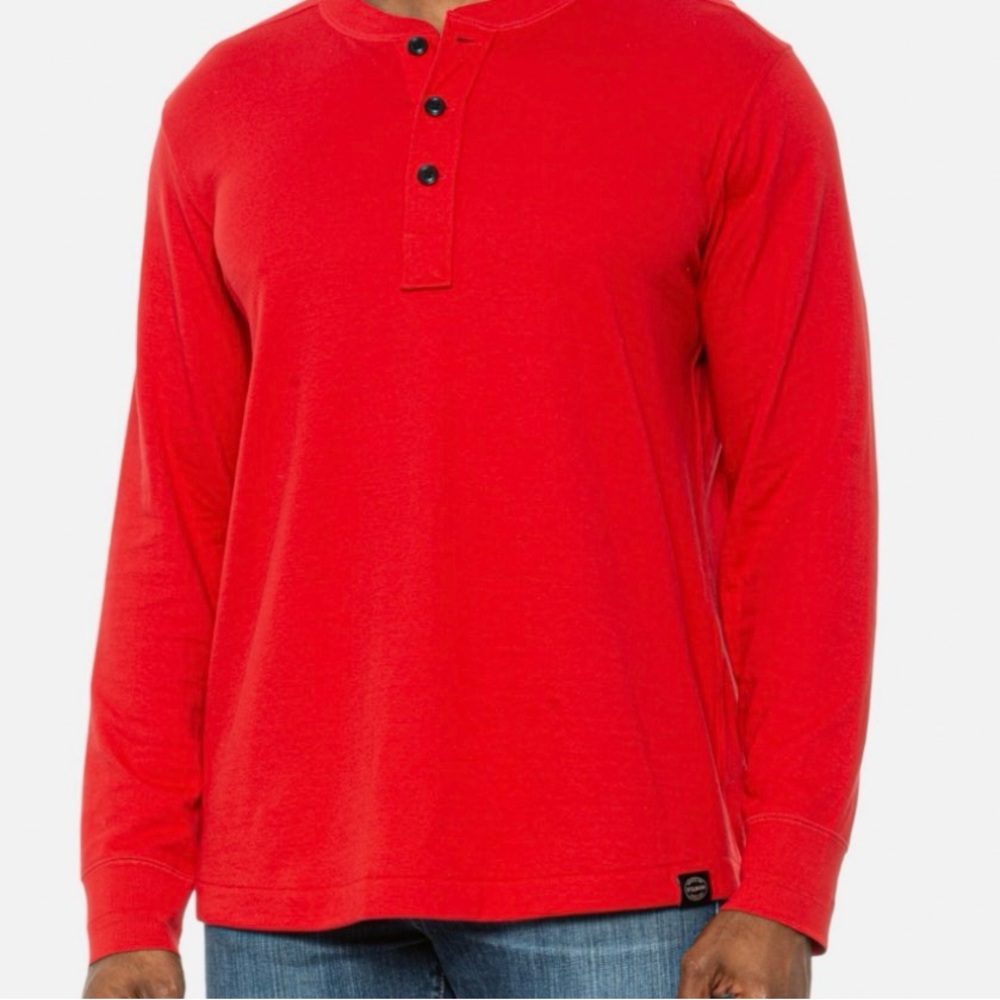 Filson Bright Red Long Sleeve Henley